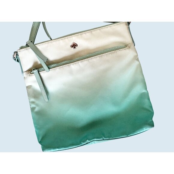 KATE SPADE Jae Degrade Mint Green Ombre Flat Crossbody Bag Purse - Picture 2 of 6